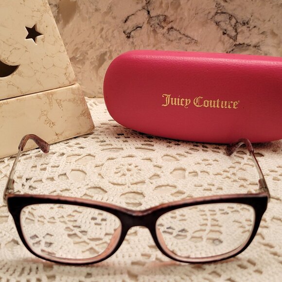 JUICY COUTURE EYEGLASSES JU 130 PINK LEOPARD FRAMES METAL VINTAGE Y2K WITH CASE - Picture 1 of 16